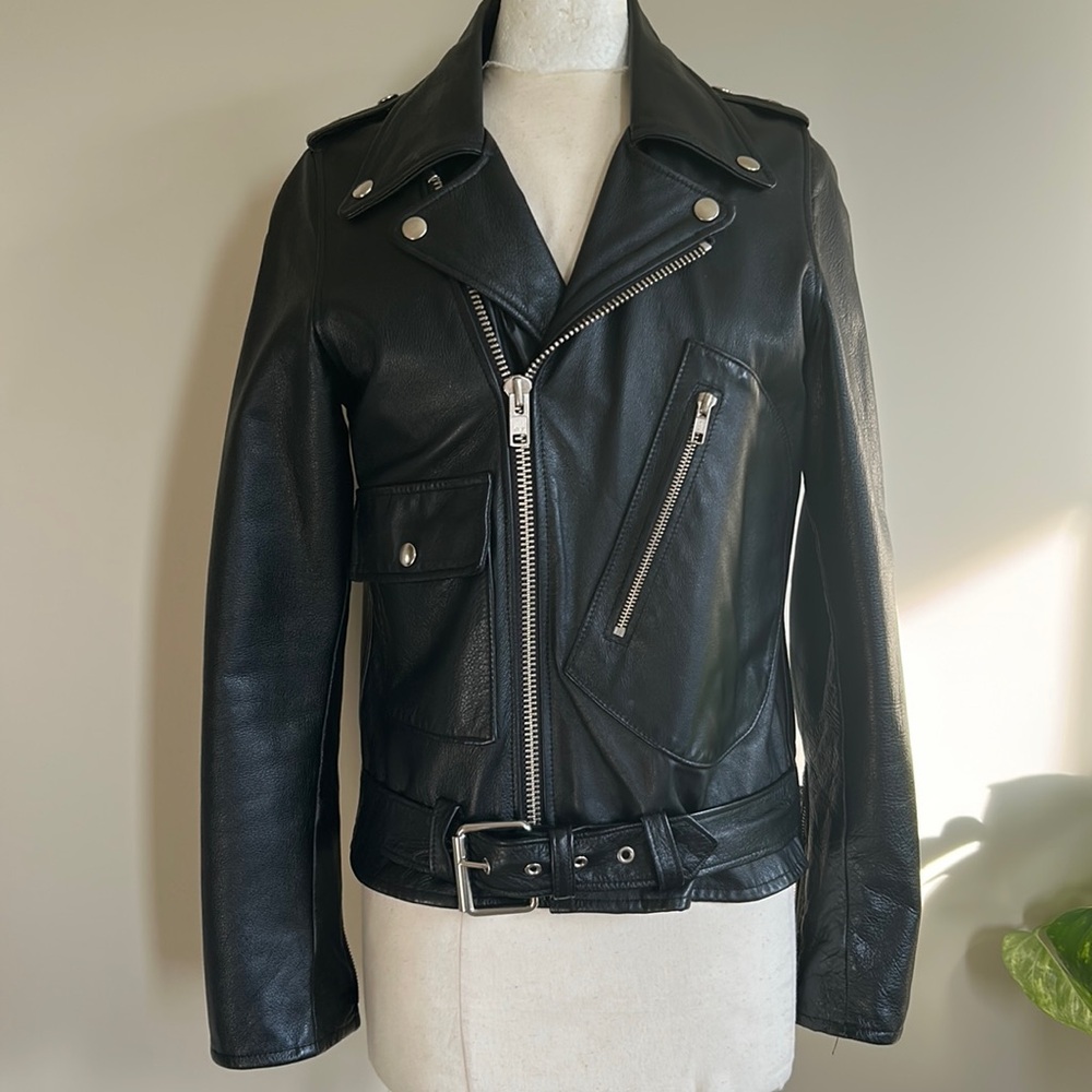 Wolf and Moon Black Leather Jacket